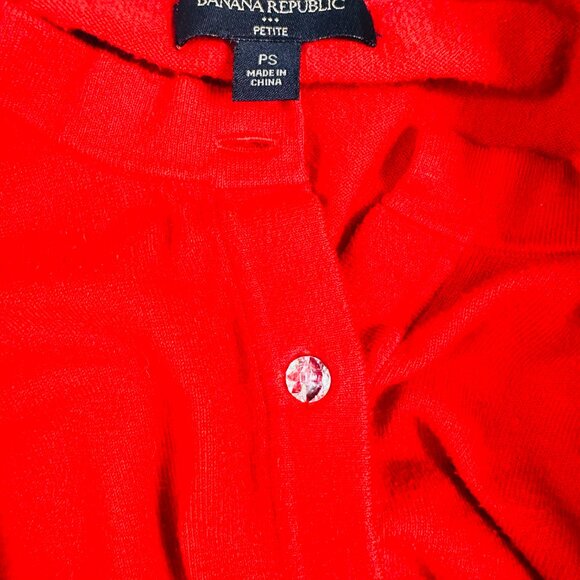 Banana Republic Red Cardigan Sweater with Crystal Buttons Women's Size SP - Picture 5 of 5